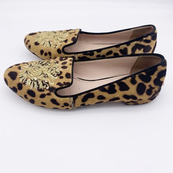 Miu Miu Leopard Print Crest Smoking Flat Calf Hair Size 36 / 6 - Picture 5 of 9
